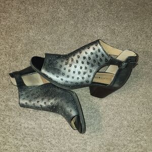 Lucky Brand Silver Gray Heeled Boots with Perforated Design